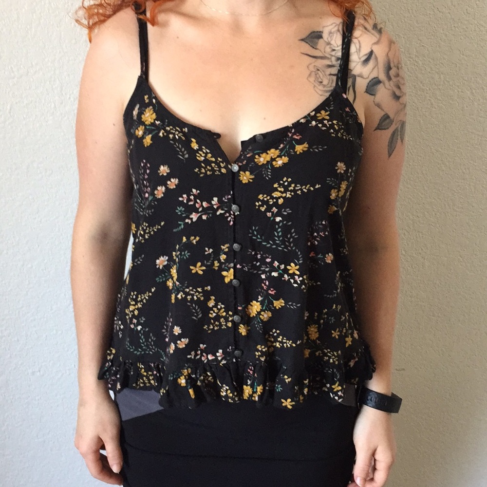 Black Floral Tank